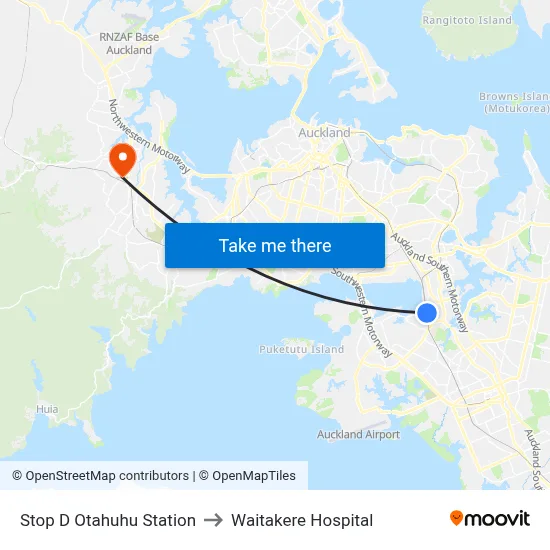 Stop D Otahuhu Station to Waitakere Hospital map