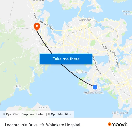 Leonard Isitt Drive to Waitakere Hospital map