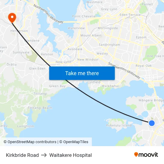 Kirkbride Road to Waitakere Hospital map