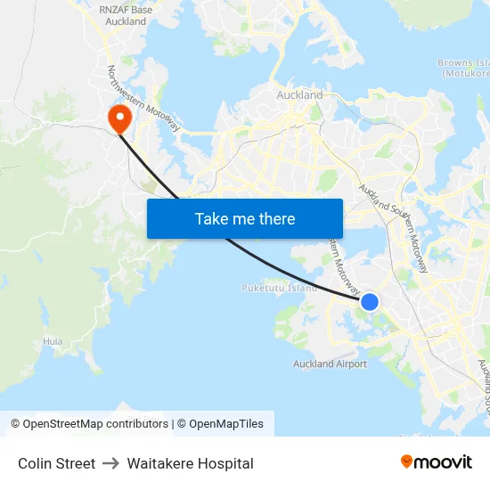 Colin Street to Waitakere Hospital map
