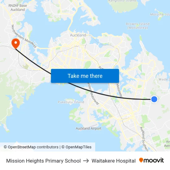 Mission Heights Primary School to Waitakere Hospital map