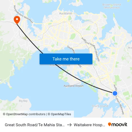Great South Road/Te Mahia Station to Waitakere Hospital map