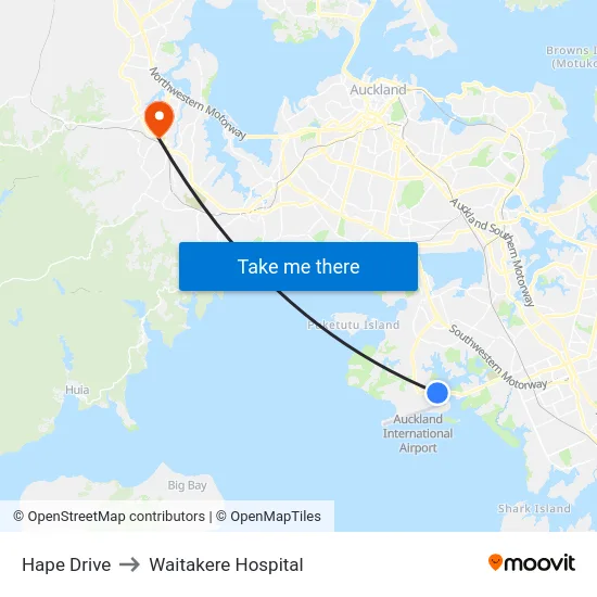 Hape Drive to Waitakere Hospital map