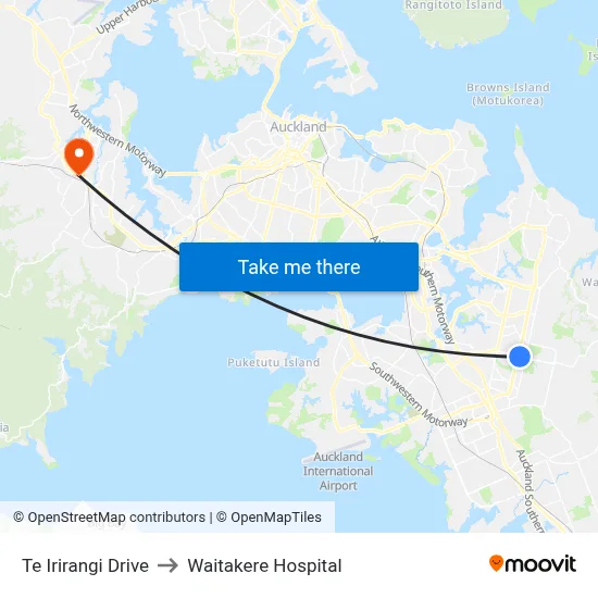 Te Irirangi Drive to Waitakere Hospital map