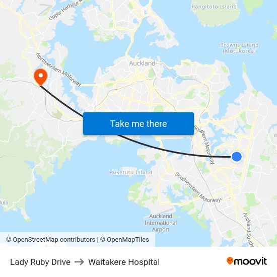 Lady Ruby Drive to Waitakere Hospital map