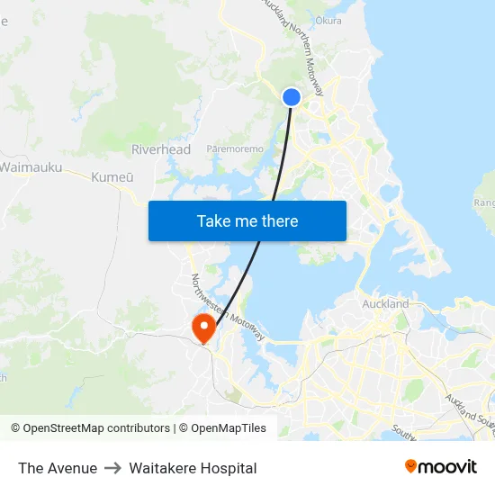 The Avenue to Waitakere Hospital map
