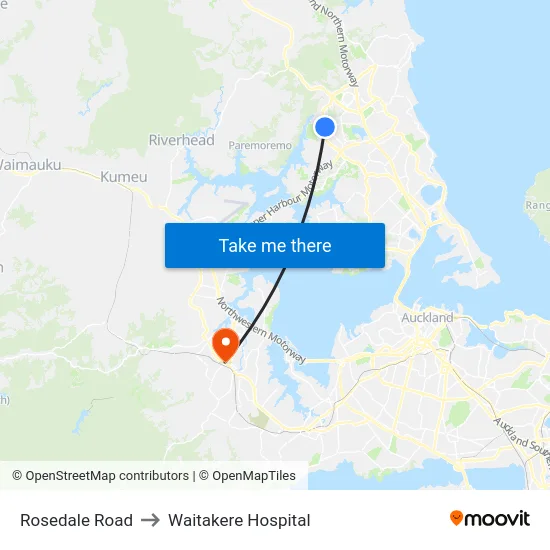 Rosedale Road to Waitakere Hospital map