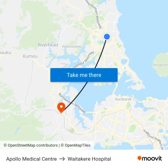 Apollo Medical Centre to Waitakere Hospital map