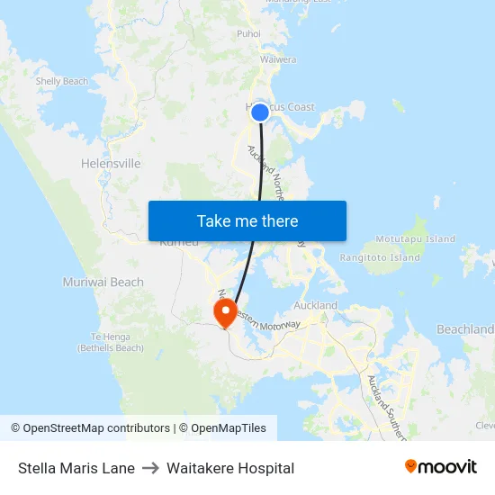 Stella Maris Lane to Waitakere Hospital map