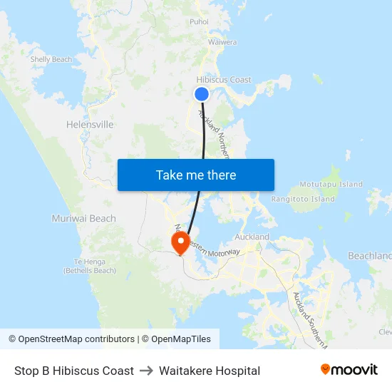 Stop B Hibiscus Coast to Waitakere Hospital map