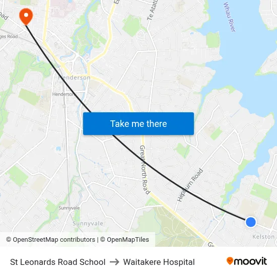 St Leonards Road School to Waitakere Hospital map