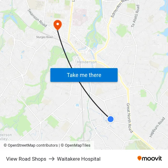 View Road Shops to Waitakere Hospital map