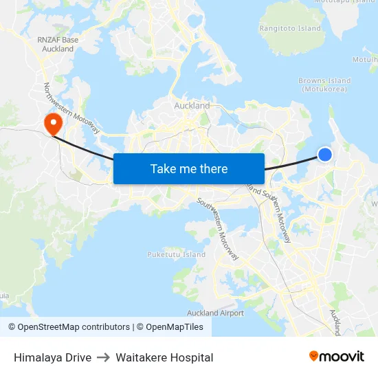Himalaya Drive to Waitakere Hospital map