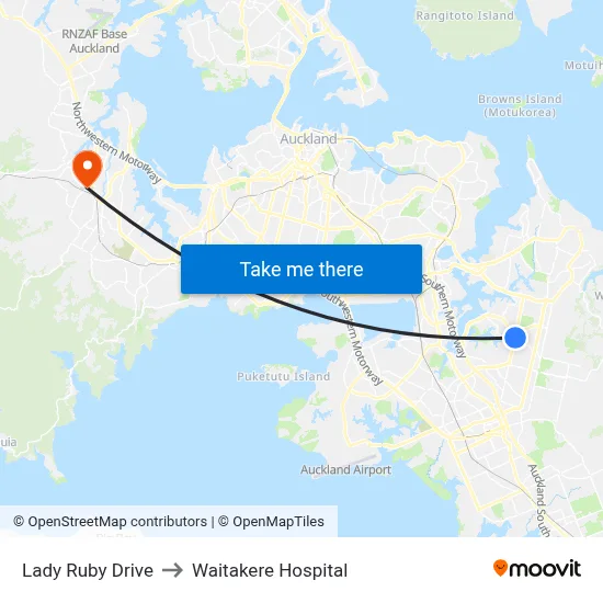 Lady Ruby Drive to Waitakere Hospital map