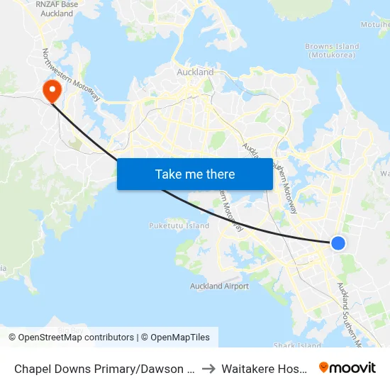 Chapel Downs Primary/Dawson Road to Waitakere Hospital map