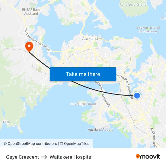 Gaye Crescent to Waitakere Hospital map