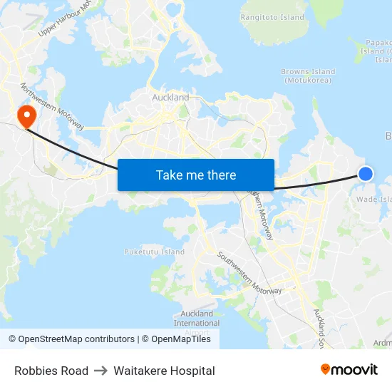 Robbies Road to Waitakere Hospital map