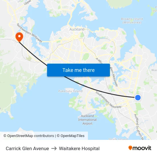 Carrick Glen Avenue to Waitakere Hospital map