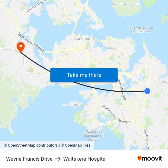 Wayne Francis Drive to Waitakere Hospital map