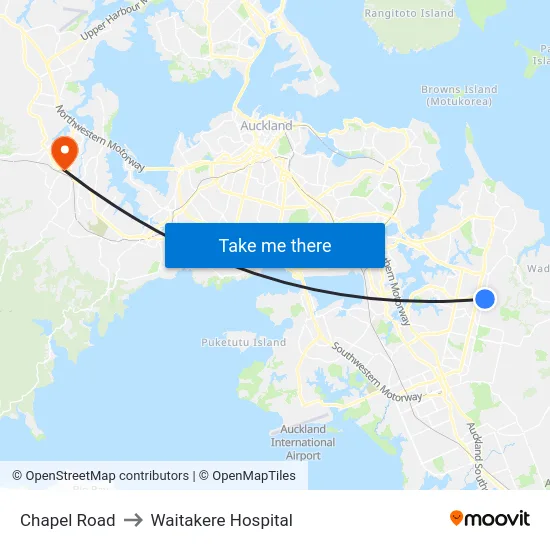 Chapel Road to Waitakere Hospital map