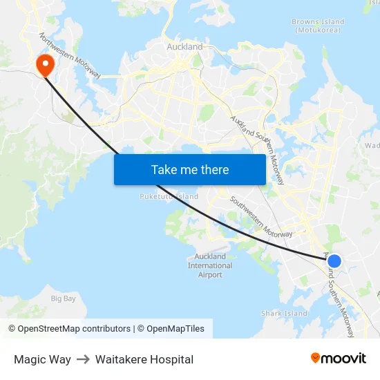 Magic Way to Waitakere Hospital map