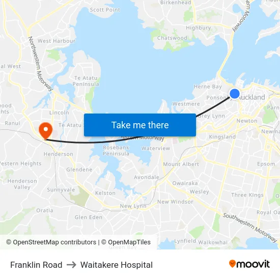 Franklin Road to Waitakere Hospital map