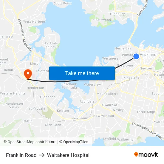 Franklin Road to Waitakere Hospital map