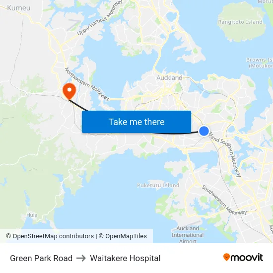 Green Park Road to Waitakere Hospital map