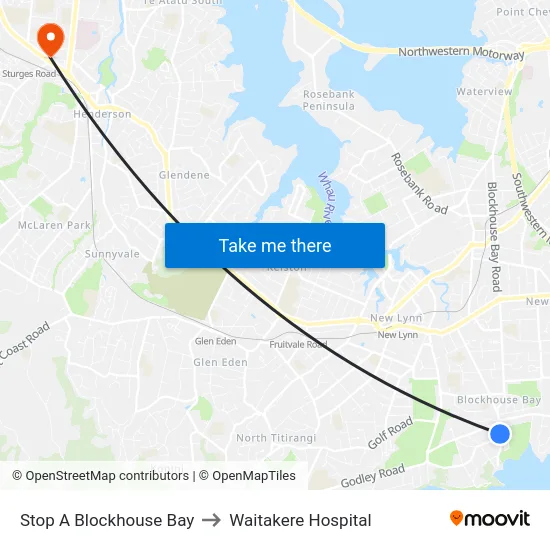 Stop A Blockhouse Bay to Waitakere Hospital map
