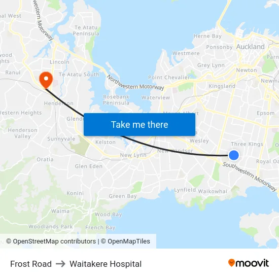 Frost Road to Waitakere Hospital map