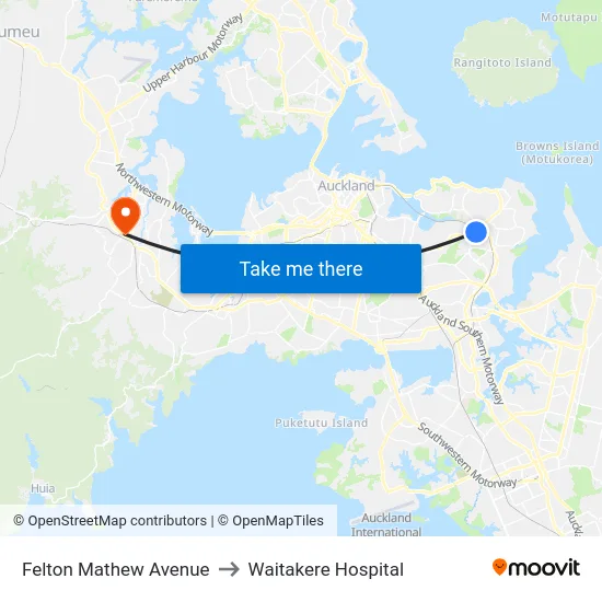 Felton Mathew Avenue to Waitakere Hospital map