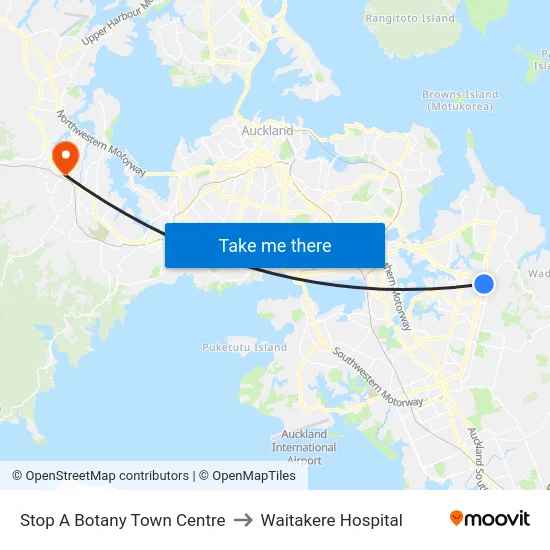 Stop A Botany Town Centre to Waitakere Hospital map