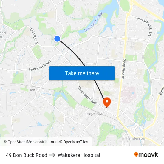 49 Don Buck Road to Waitakere Hospital map
