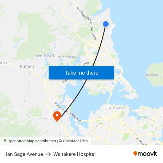 Ian Sage Avenue to Waitakere Hospital map