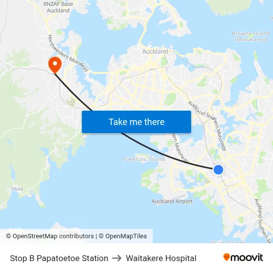 Stop B Papatoetoe Station to Waitakere Hospital map