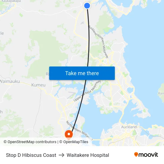 Stop D Hibiscus Coast to Waitakere Hospital map