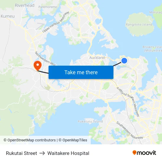 Rukutai Street to Waitakere Hospital map