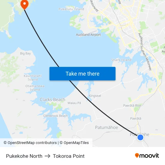 Pukekohe North to Tokoroa Point map