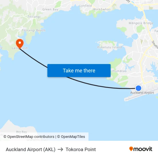 Auckland Airport (AKL) to Tokoroa Point map