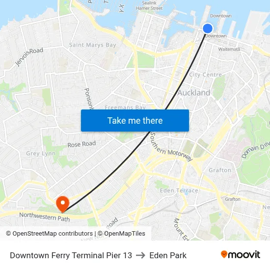 Downtown Ferry Terminal Pier 13 to Eden Park map