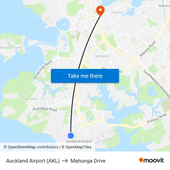 Auckland Airport (AKL) to Mahunga Drive map
