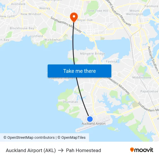 Auckland Airport (AKL) to Pah Homestead map