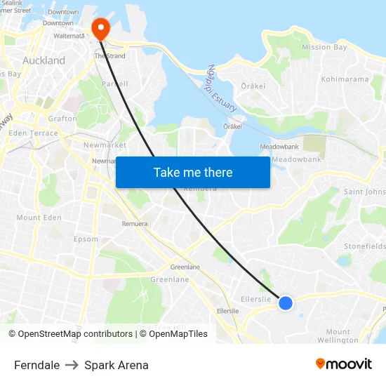 Ferndale to Spark Arena map