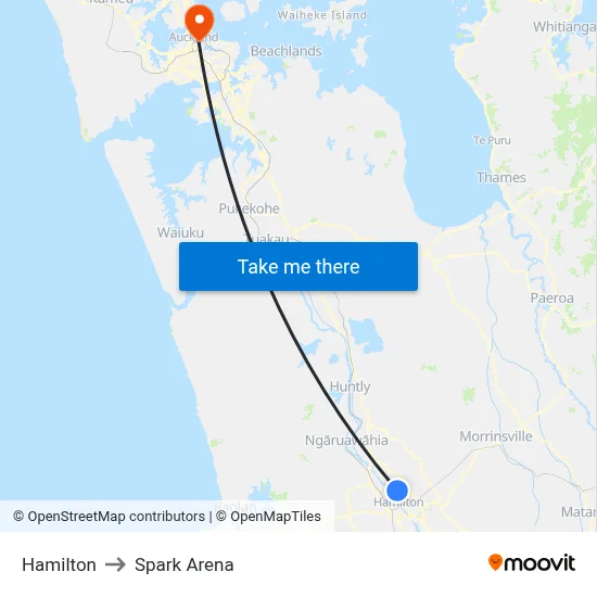 Hamilton to Spark Arena map