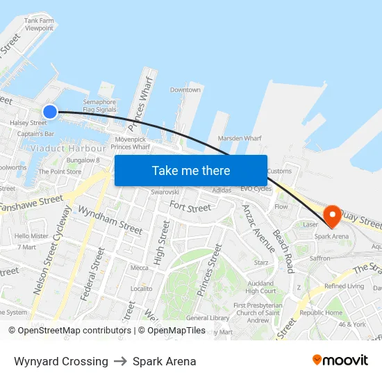 Wynyard Crossing to Spark Arena map
