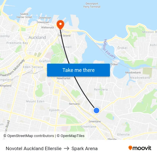 Novotel Auckland Ellerslie to Spark Arena map