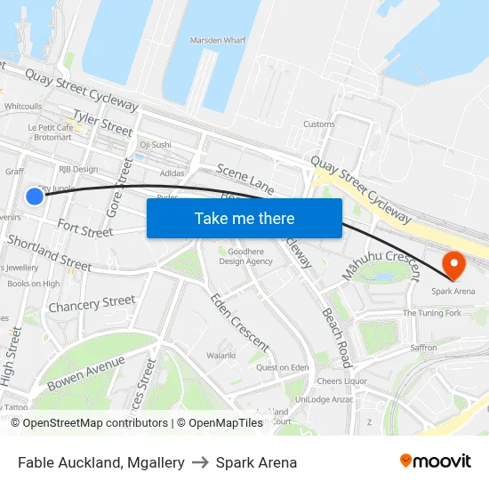 Fable Auckland, Mgallery to Spark Arena map