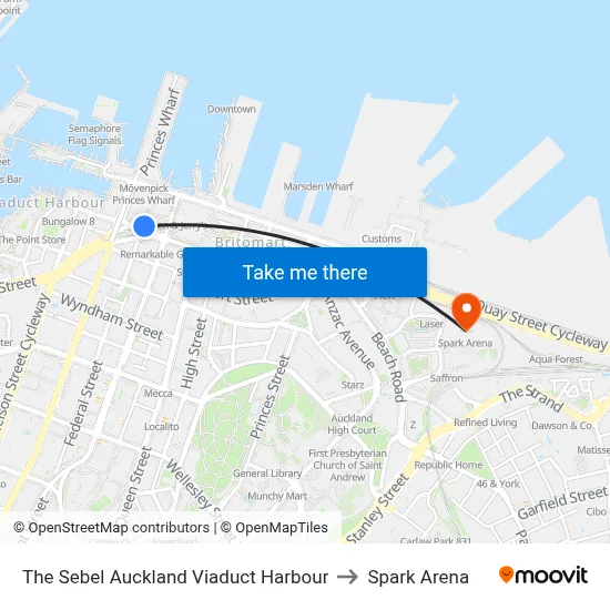 The Sebel Auckland Viaduct Harbour to Spark Arena map