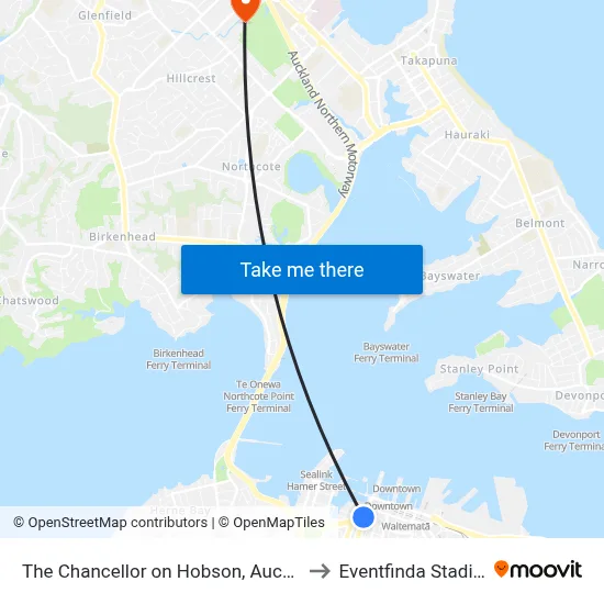The Chancellor on Hobson, Auckland to Eventfinda Stadium map