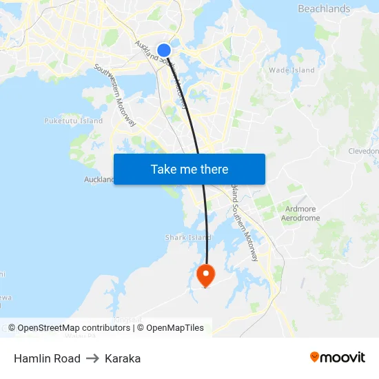 Hamlin Road to Karaka map